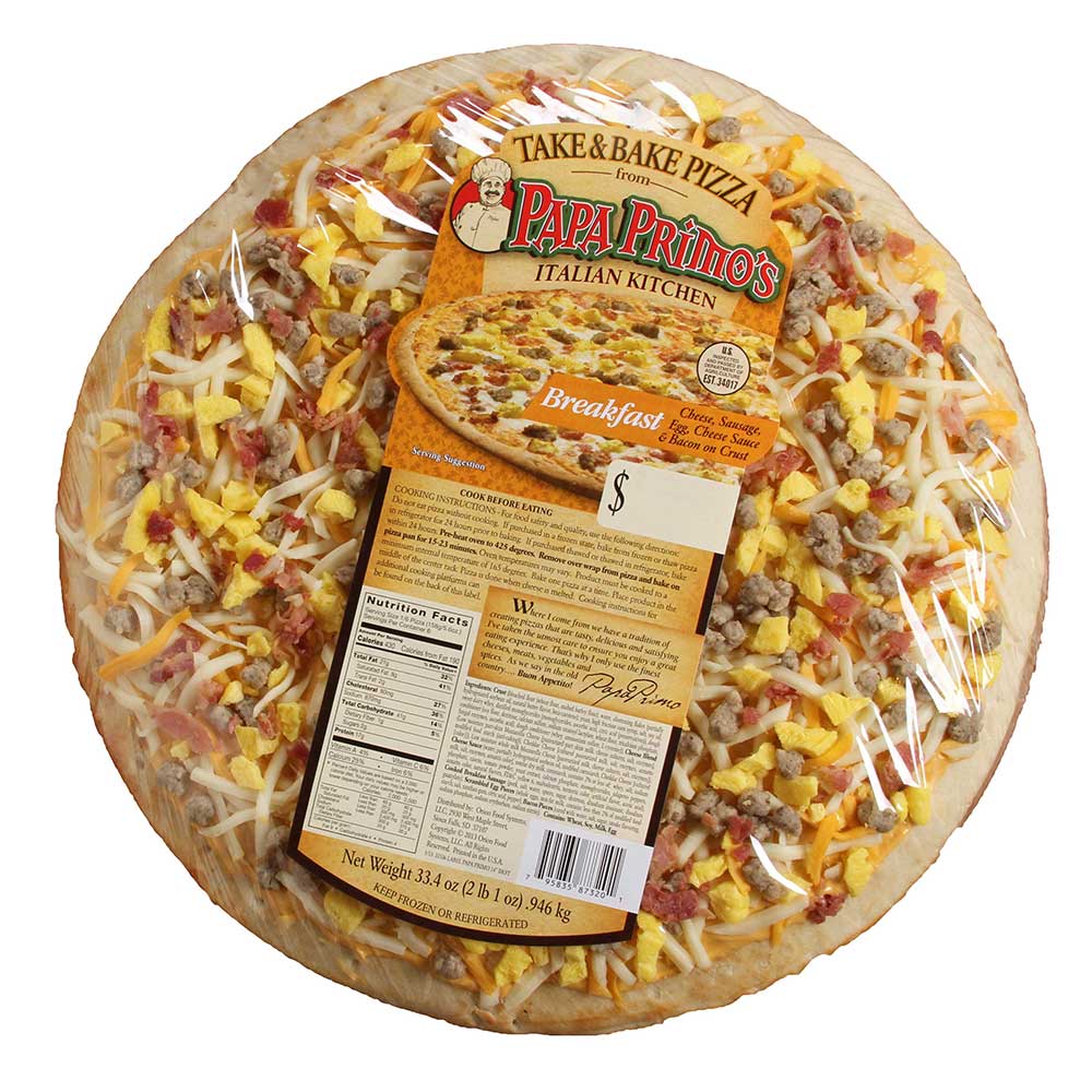 Papas Primos Large Breakfast Pizza, 33.4 Ounce -- 6 per Case